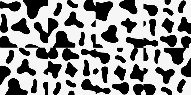Juodai balta karvė gyvūnų spaudos vinilo kilimėlis - „Tenstickers“