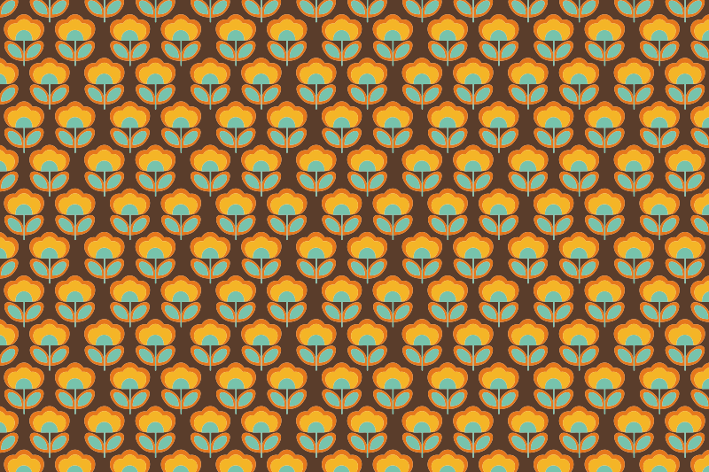 Vintažinis rudas dizainas gėlių rašto kilimėlis - „Tenstickers“