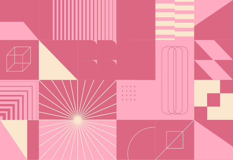 Geometriniai rožiniai raštai modernus vinilinis kilimas - „Tenstickers“