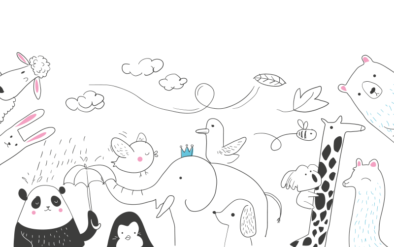 Minimalistiniai gyvūnų draugai kilimas vaiko kambariui - „Tenstickers“