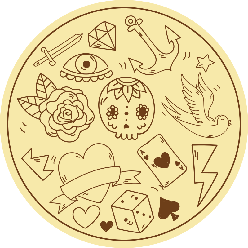 Tatuiruotės simboliai paaugliams vinilo kilimėlis - „Tenstickers“