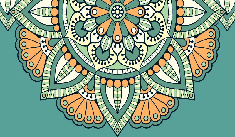 Pusiau gėlių motyvas mandala kilimėlis - „Tenstickers“