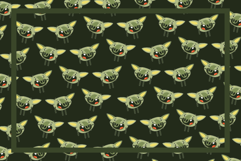 žalių pabaisų veidai vaikų vinilinė kilimėlė - „Tenstickers“