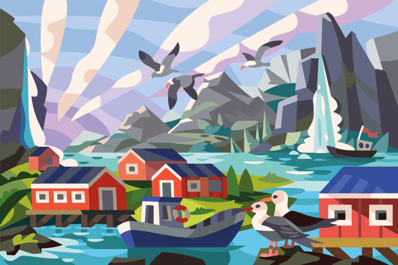 Norvegijos pakrantė gamtos vinilinis kilimas - „Tenstickers“