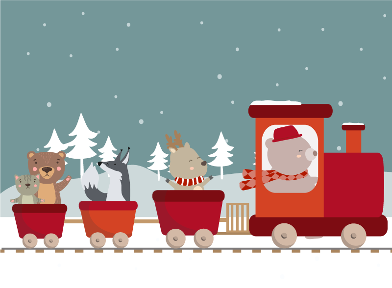 Gyvūnų traukinio nuotykis vinilinis kilimėlis - „Tenstickers“