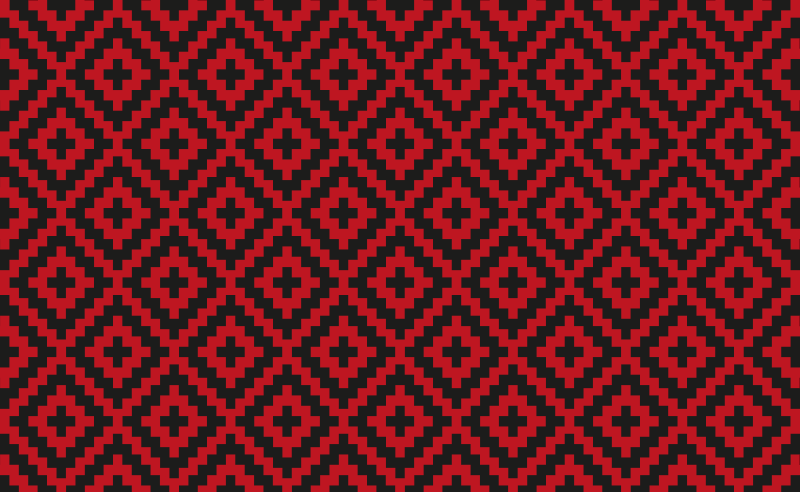 Raudona raštuota geometrija valgomosios kambario kilimas - „Tenstickers“