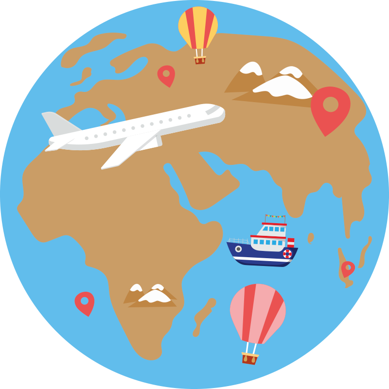 Transporto būdai pasaulio žemėlapis vinilo kilimas - „Tenstickers“