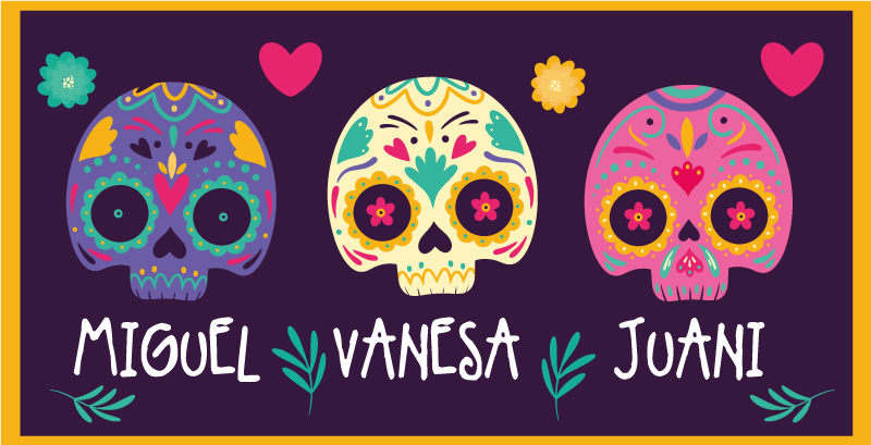 Meksikietiškos kaukolės asmeninis kilimėlis - „Tenstickers“