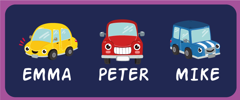 Koridoriaus vinilinė kilimėlė spalvingiems automobiliams - „Tenstickers“