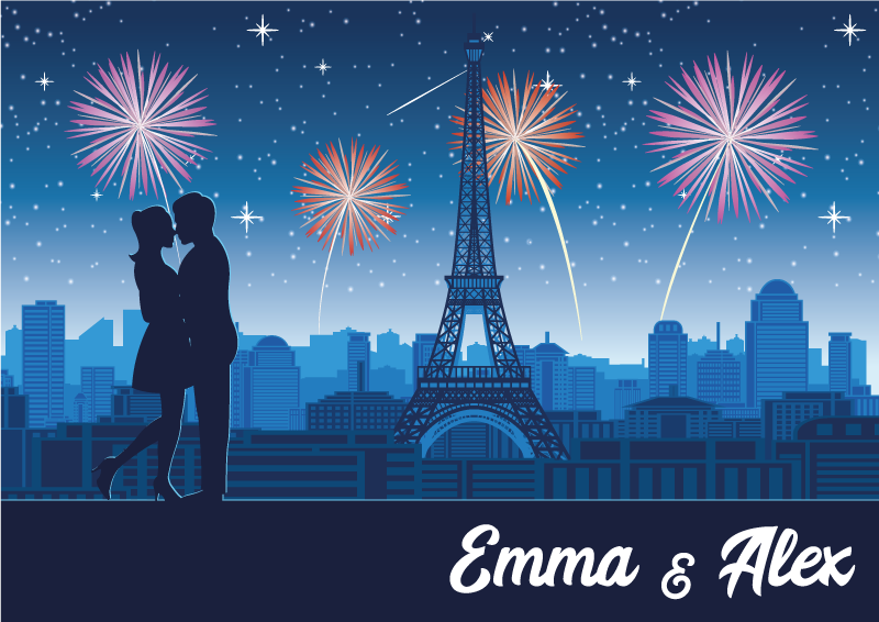 Paryžietiška romantika vinyl kilimėlis su vardu - „Tenstickers“