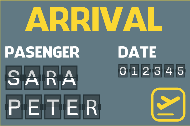 Atvykimo lėktuvo bilietas vinyl kilimėlis su vardu - „Tenstickers“