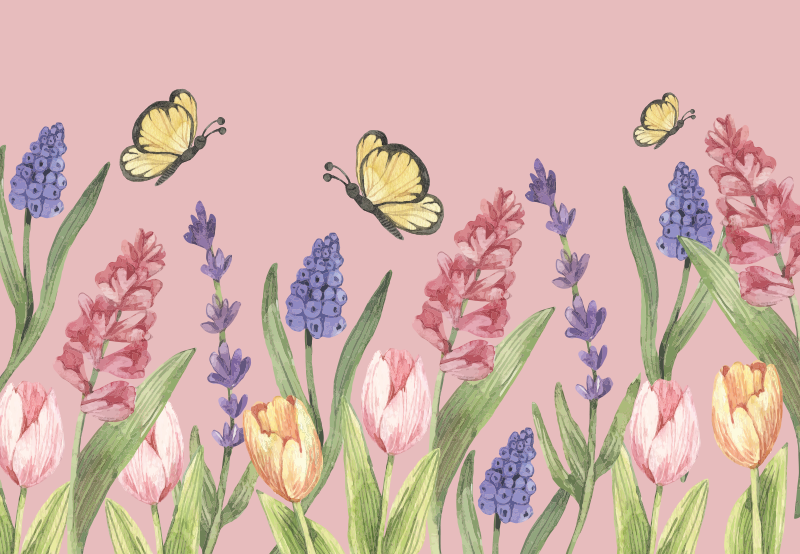 Botanikos sodo emblema gėlių rašto kilimėlis - „Tenstickers“