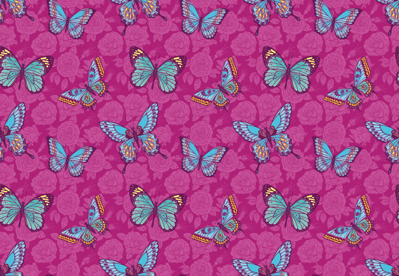 Gėlių rašto kilimėlis su drugelių motyvais - „Tenstickers“