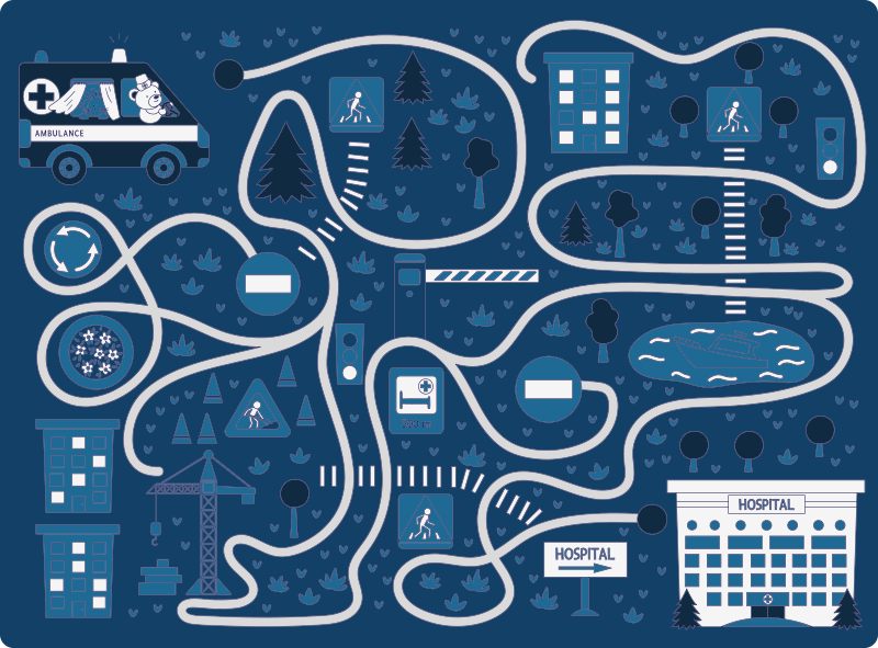 Mėlynas miesto žemėlapis kelių kilimėliai - „Tenstickers“