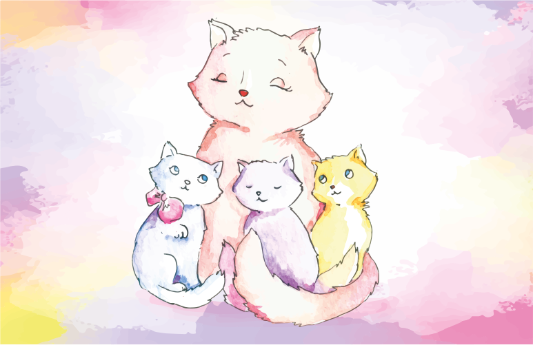 Miela kačių šeima kilimas vaiko kambariui - „Tenstickers“