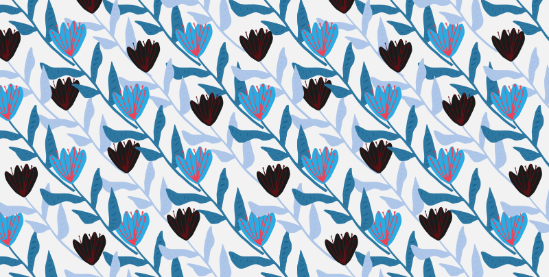 Botaninis lapų išdėstymas gėlių rašto kilimėlis - „Tenstickers“