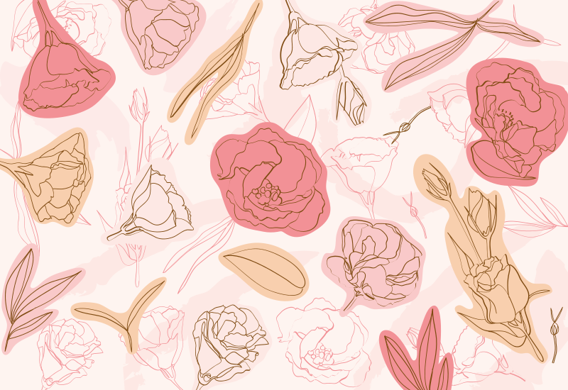 Botaninis kontūro stilius gėlių rašto kilimėlis - „Tenstickers“