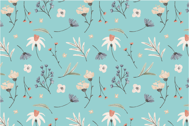 Gėlių rašto kilimėlis žydinčių gėlių raštais - „Tenstickers“