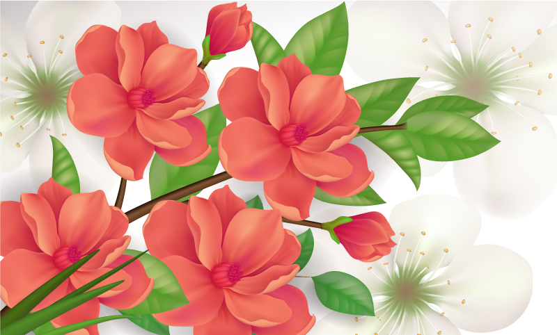 Spalvinga žiedų kompozicija gėlių rašto kilimėlis - „Tenstickers“