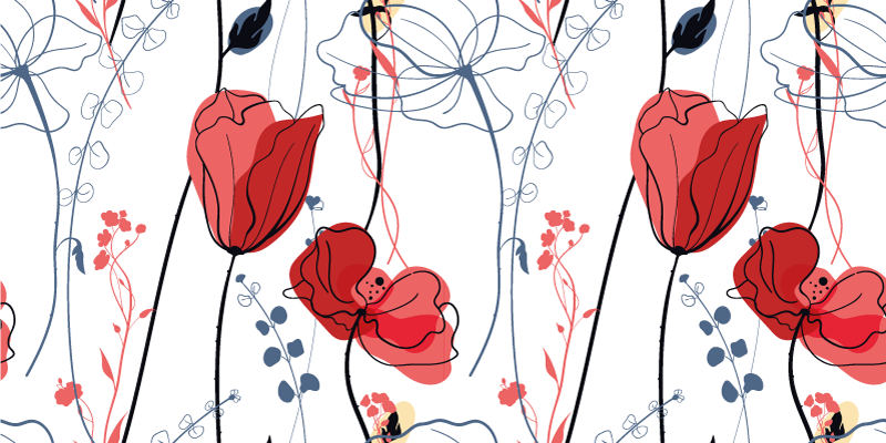 Raudonų žiedų malonė gėlių rašto kilimėlis - „Tenstickers“