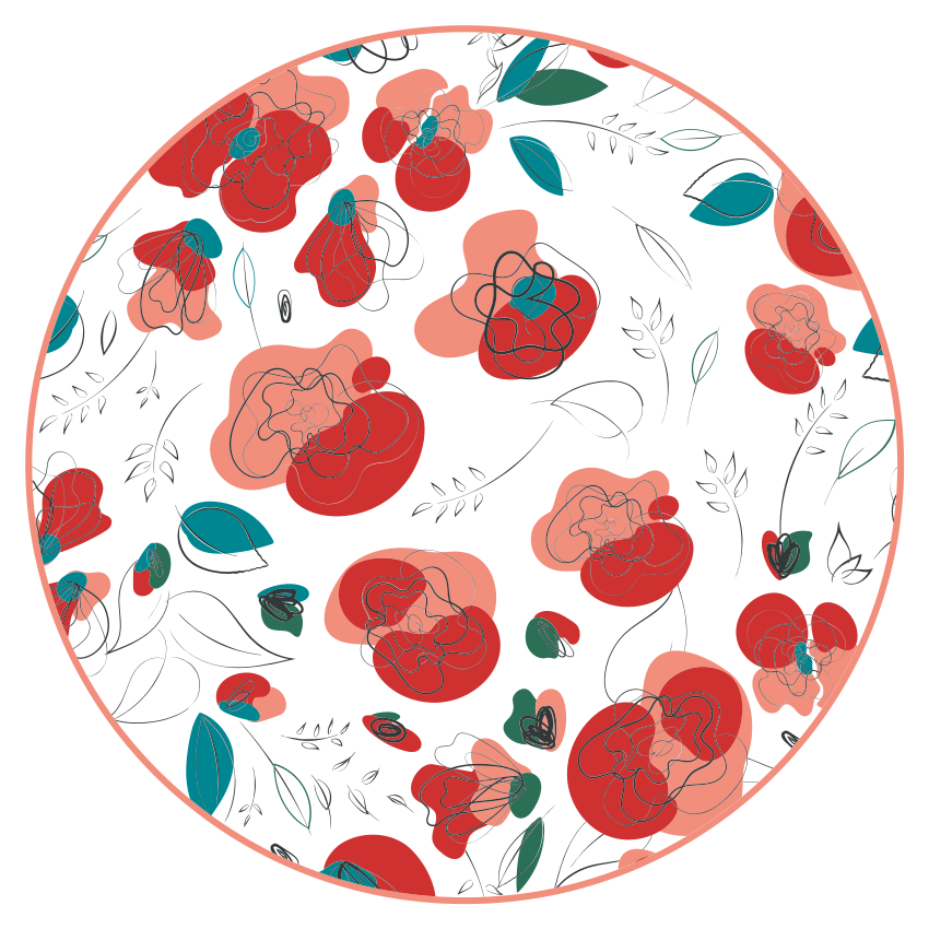 Gėlių rašto kilimėlis Žydinčių gėlių elementas - „Tenstickers“