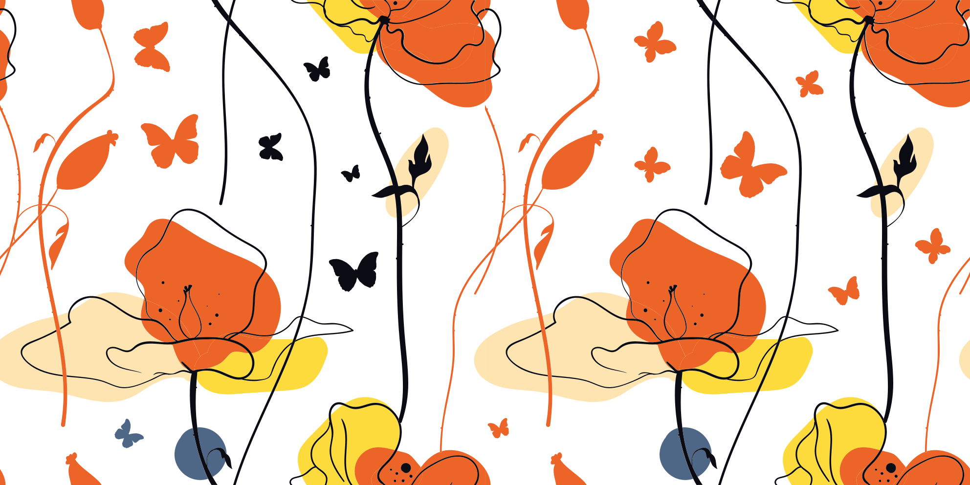 Abstraktus piešinys aguonų drugelių gėlių kilimas - „Tenstickers“