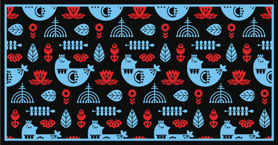 Spalvingi liaudies raštai gyvūnų vinilo kilimėlis - „Tenstickers“