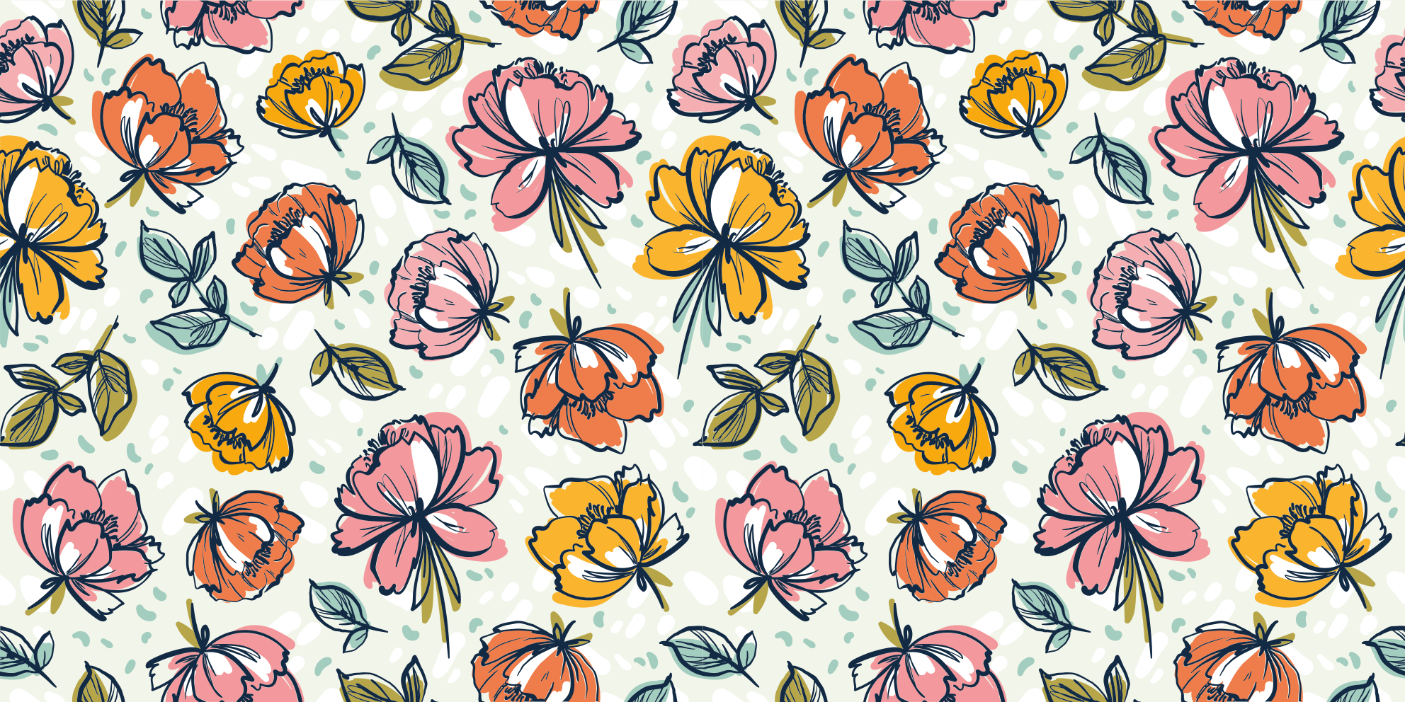 žydinčio sodo dizainas gėlių rašto kilimėlis - „Tenstickers“