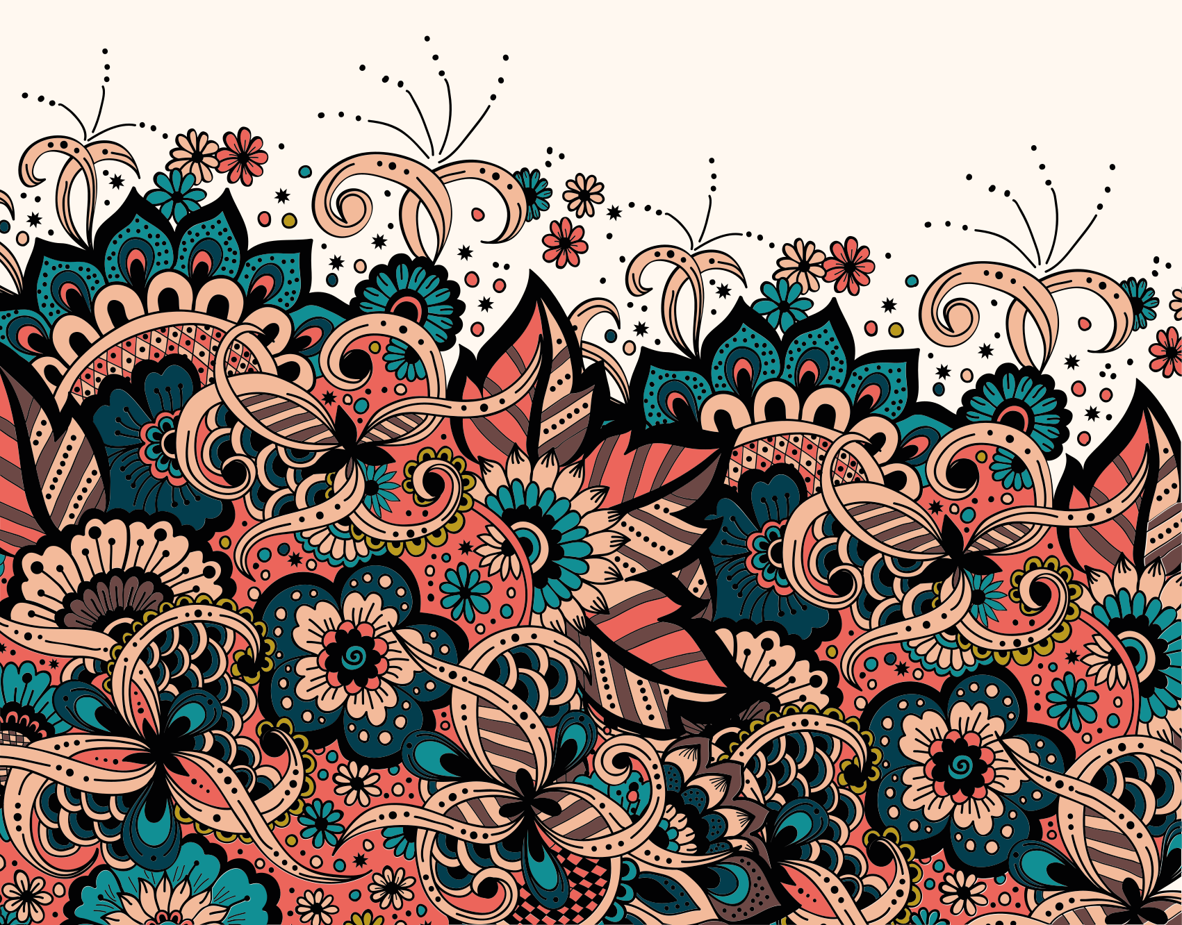 Ornamentas arabiškas gėlių stiliaus gėlių kilimas - „Tenstickers“