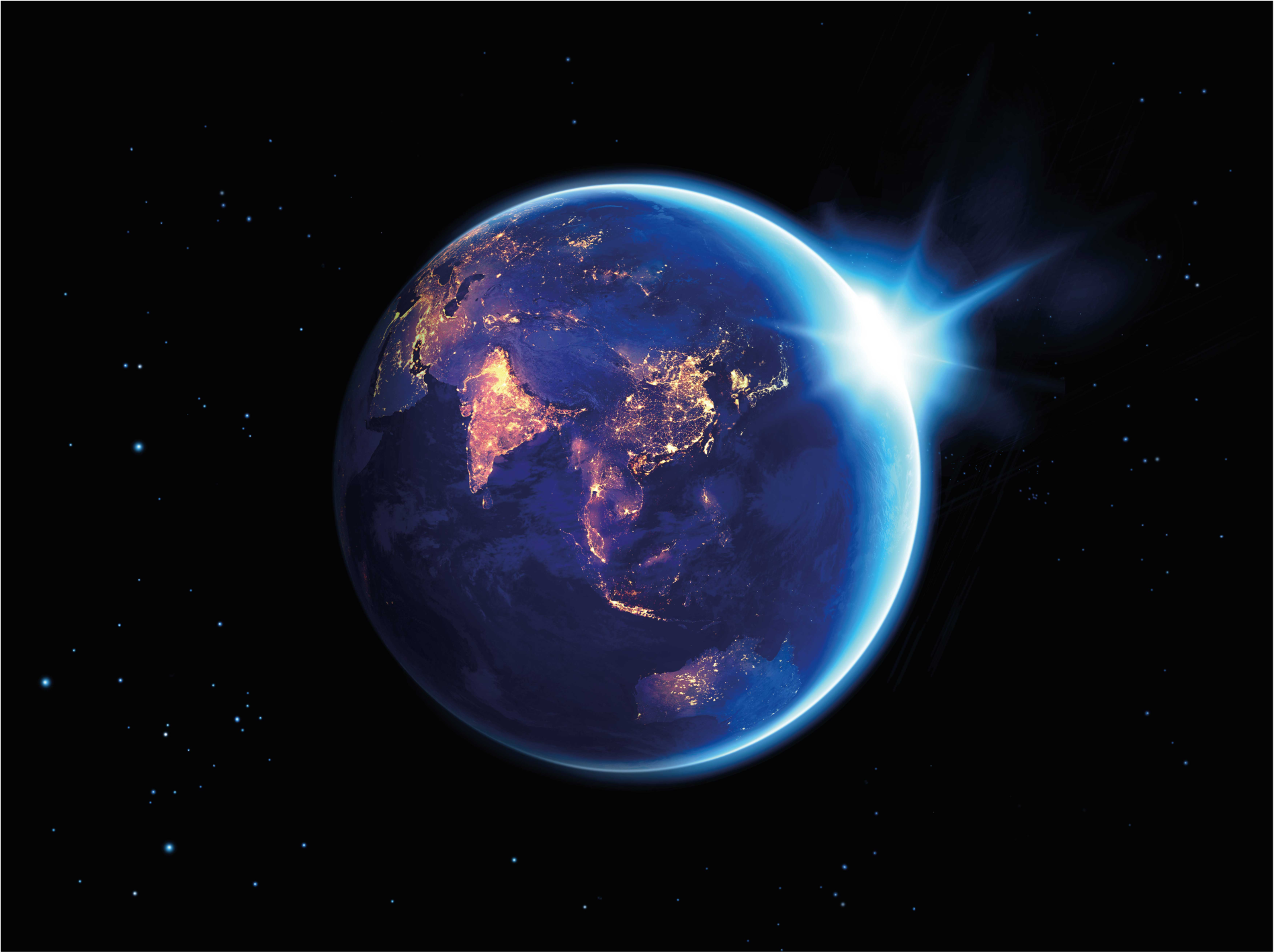 žemė, apsupta mėlynos šviesos svetainės stalo padekliukai - „Tenstickers“