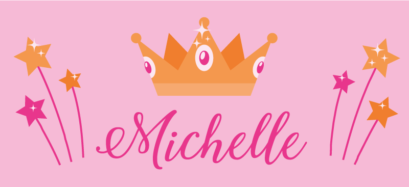 Lazdelės ir karūna su vardu vinilinis kilimėlis - „Tenstickers“