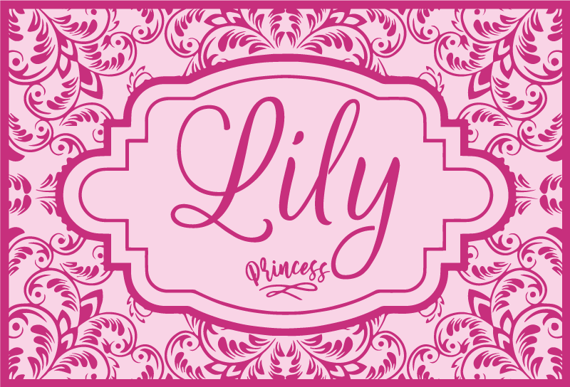 Princesės gėlių dizainas vinyl kilimėlis su vardu - „Tenstickers“