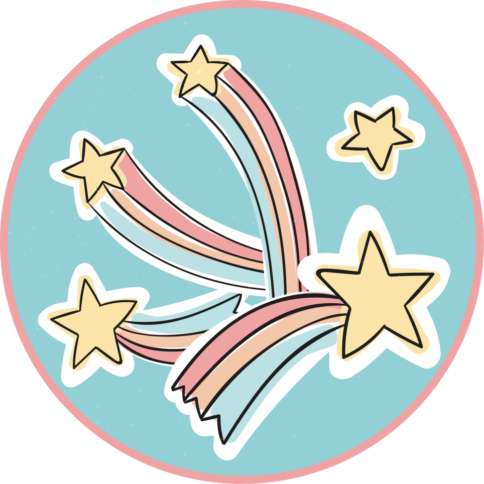 Spalvingos vaivorykštės žvaigždės vaikų vinilinė kilimėlė - „Tenstickers“