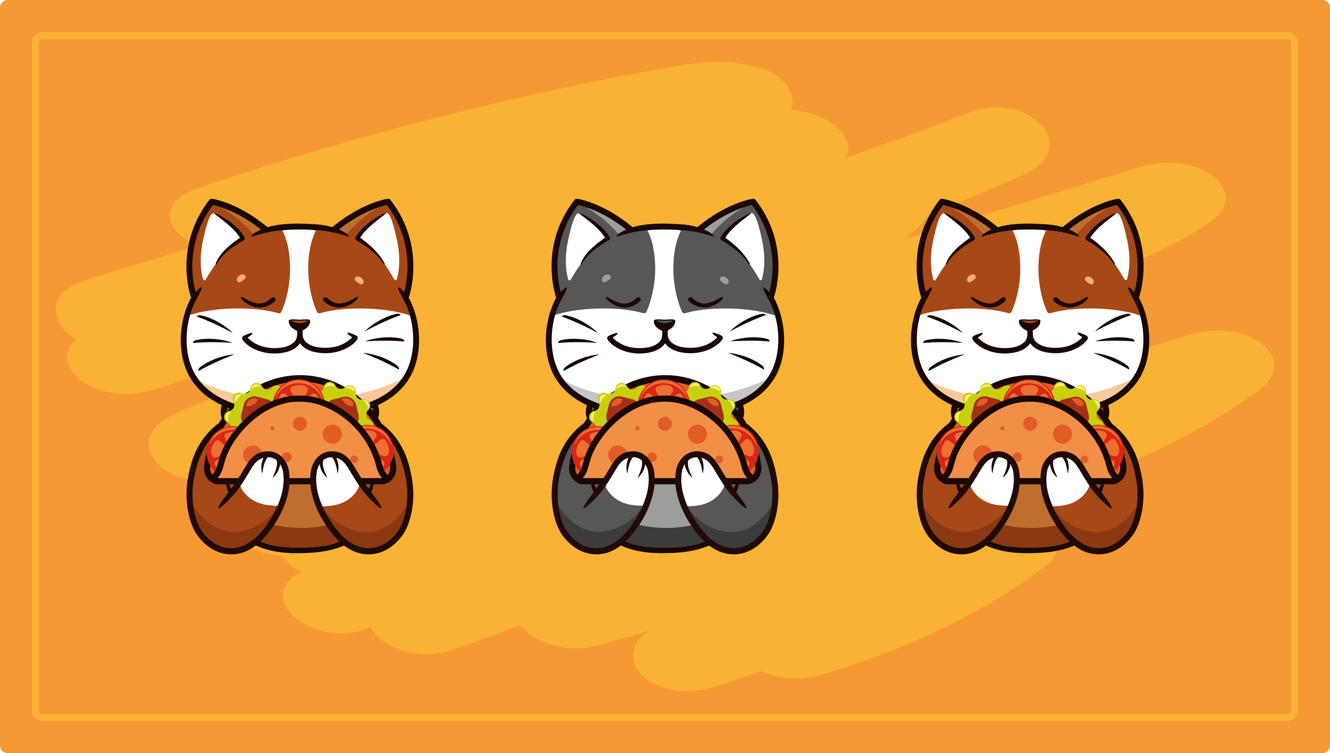 Laimingų kačių trio vinilinis kilimėlis - „Tenstickers“