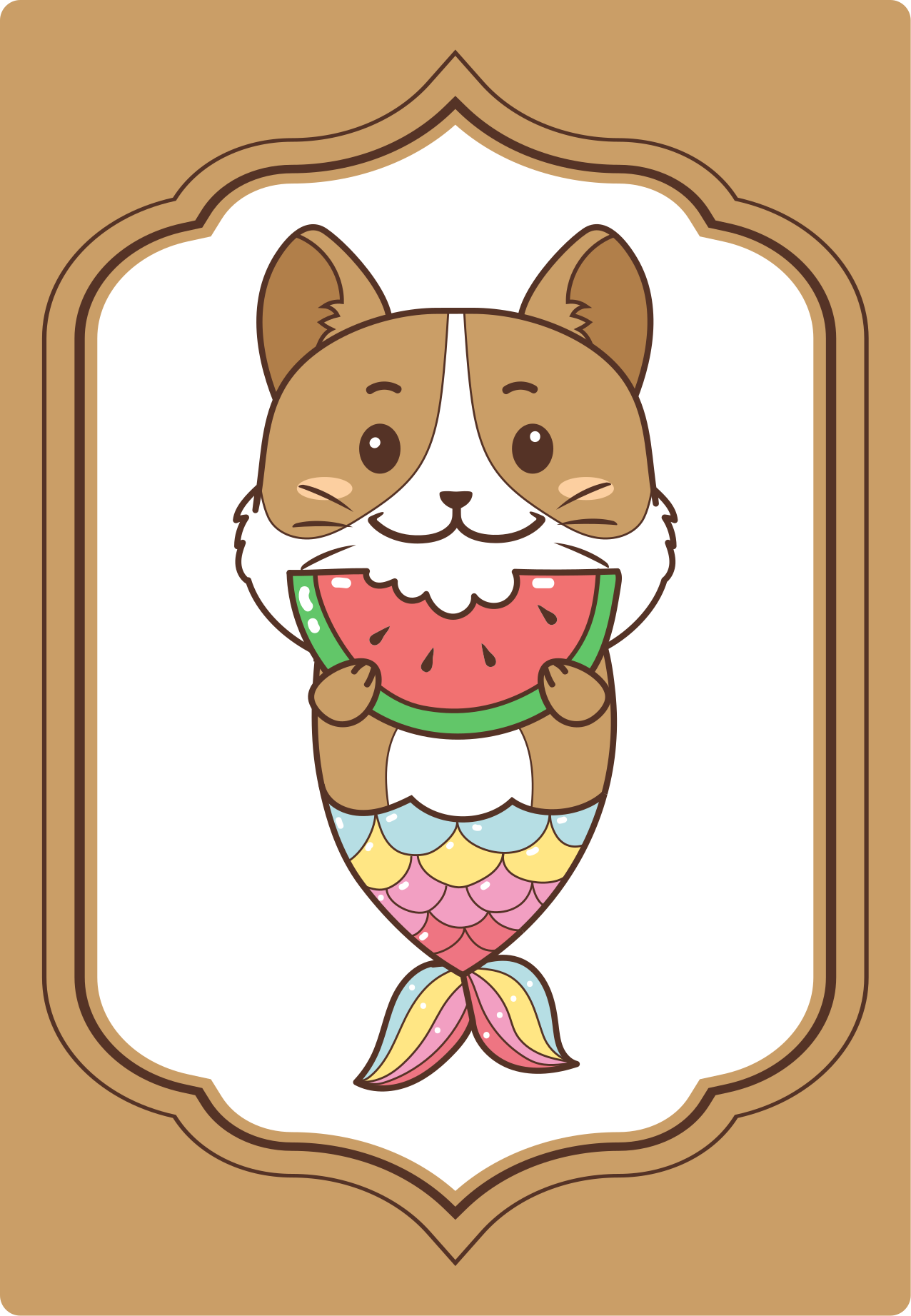 Mielas undinės personažas gyvūnų vinilo kilimėlis - „Tenstickers“