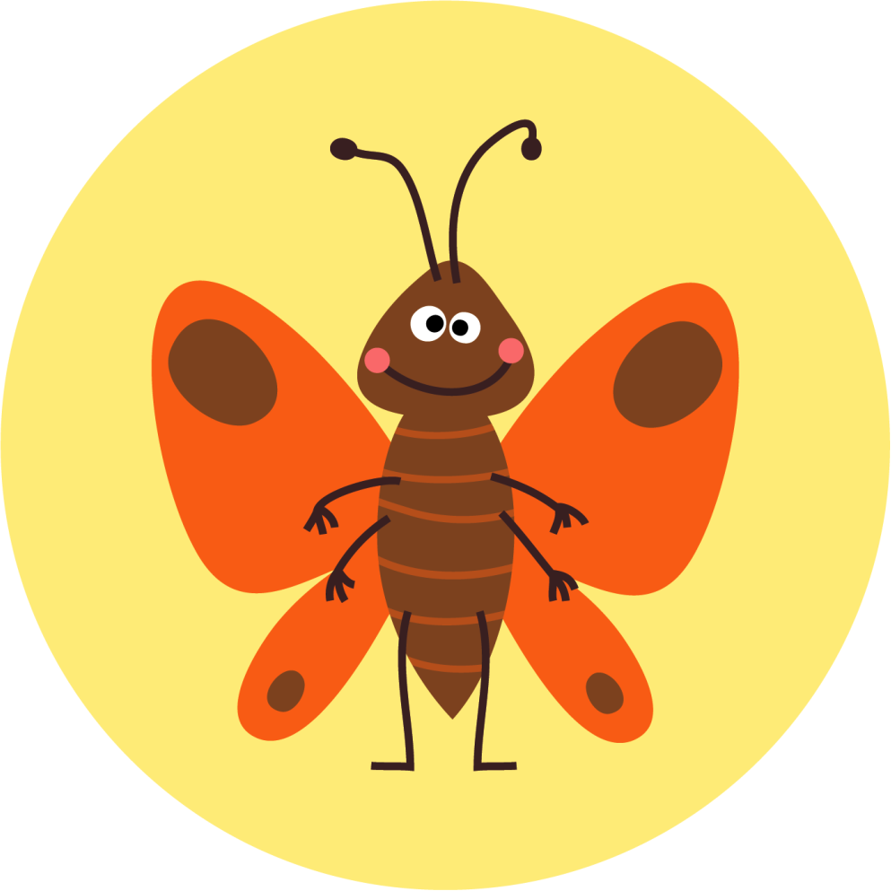 Linksmas drugelio personažas vaikų vinilinė kilimėlė - „Tenstickers“