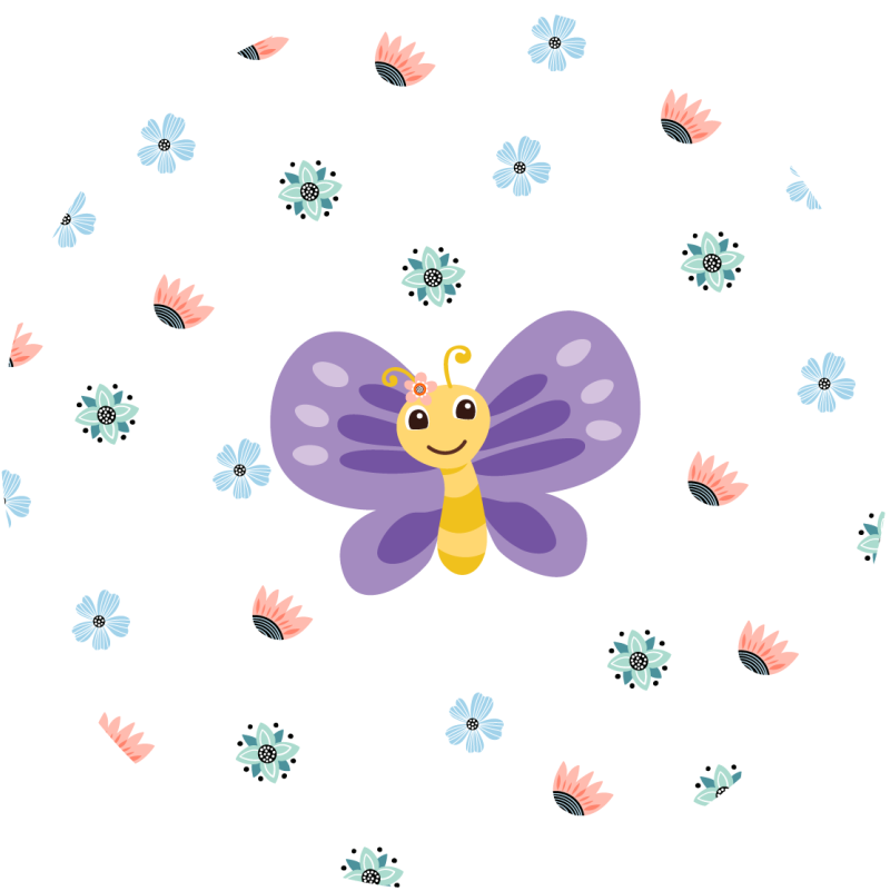 Violetinio drugelio dizainas vaikų vinilinė kilimėlė - „Tenstickers“