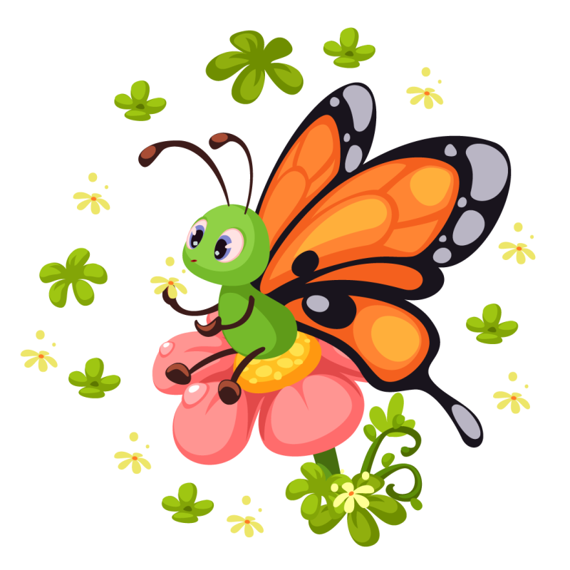 Drugelis sėdi ant gėlių gyvūnų stalo padekliukai - „Tenstickers“