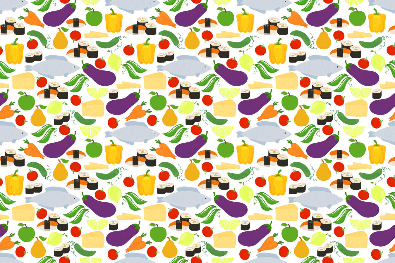 Sveikas maistas su spalvingomis piktogramomis virtuvinis kilimas - „Tenstickers“