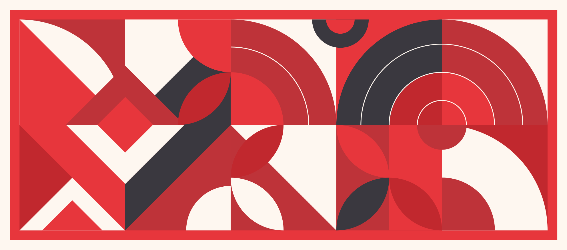 Raudoni geometriniai meniniai viniliniai stalo padekliukai - „Tenstickers“