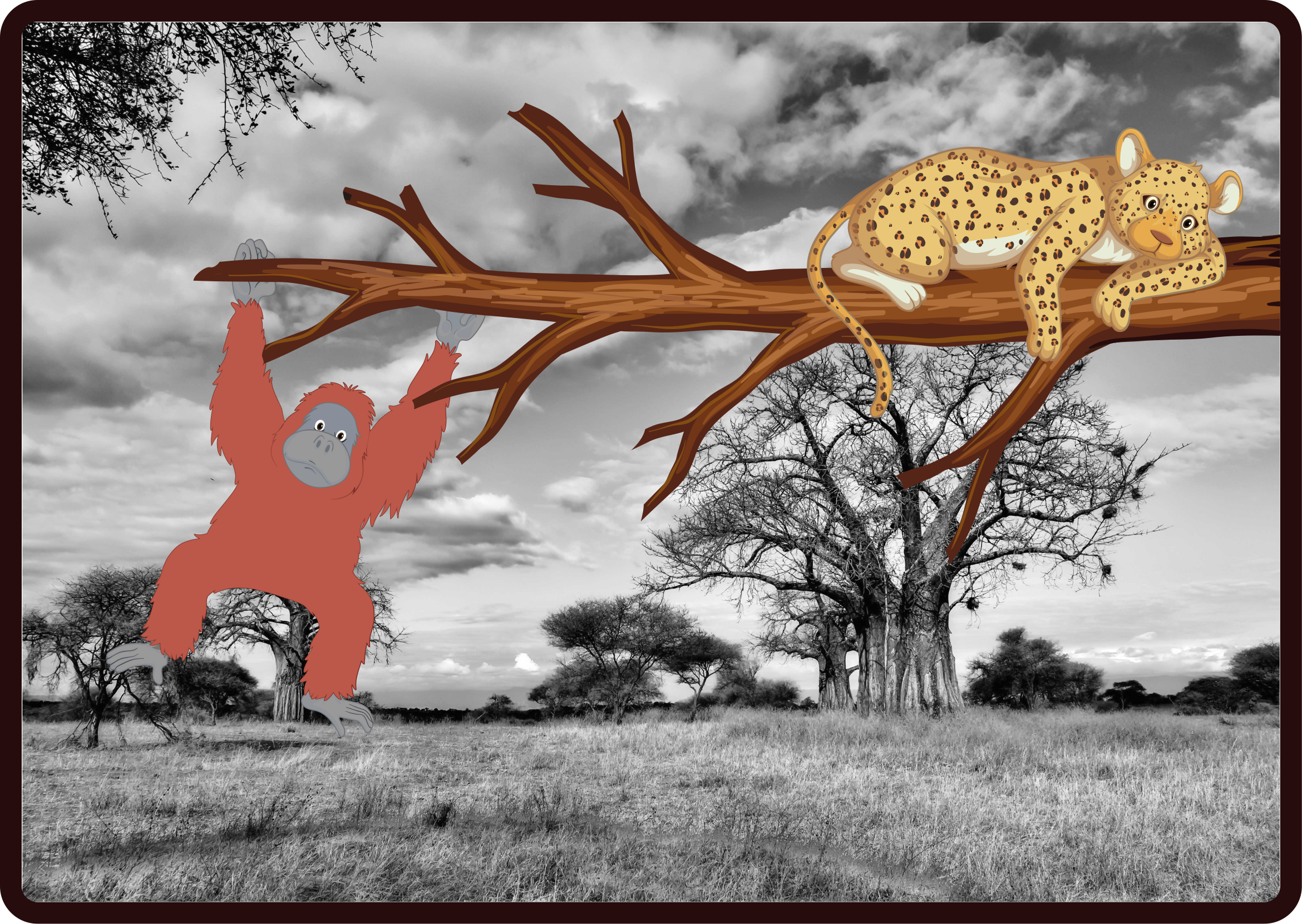 žaismingi džiunglių padarai gyvūnų vinilo kilimėlis - „Tenstickers“