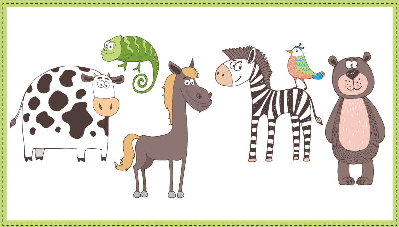 Mieli gyvūnai, piešiantys gyvūnų kilimėlį - „Tenstickers“