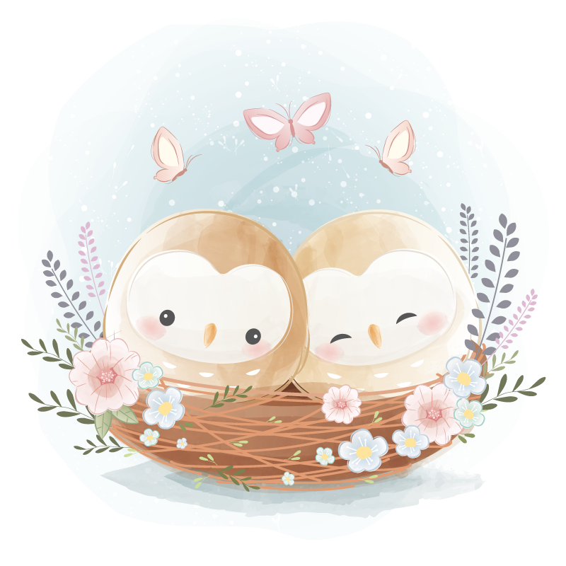 Poros pelėdų lizdas vinilo kilimėlis miegamajam - „Tenstickers“