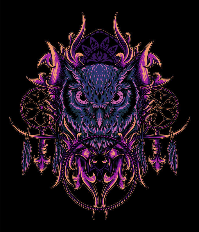 Pelėdos sapnų gaudyklės menas gyvūnų vinilo kilimėlis - „Tenstickers“