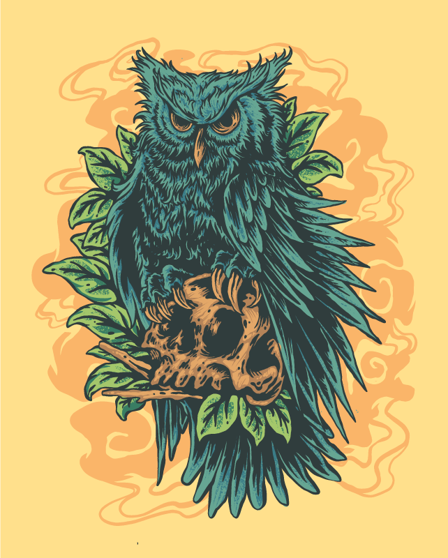 Mistinis pelėdos menas gyvūnų spaudos vinilo kilimėlis - „Tenstickers“