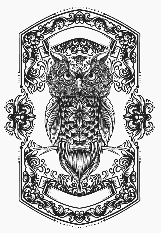 įmantrus pelėdos motyvas mandala kilimėlis - „Tenstickers“