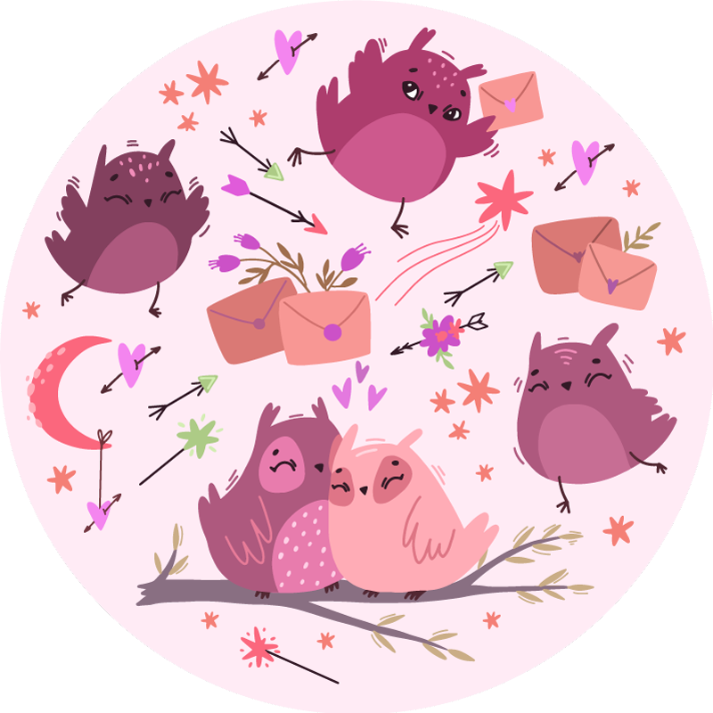 Violetinės pelėdos vaikų vinilinė kilimėlė - „Tenstickers“