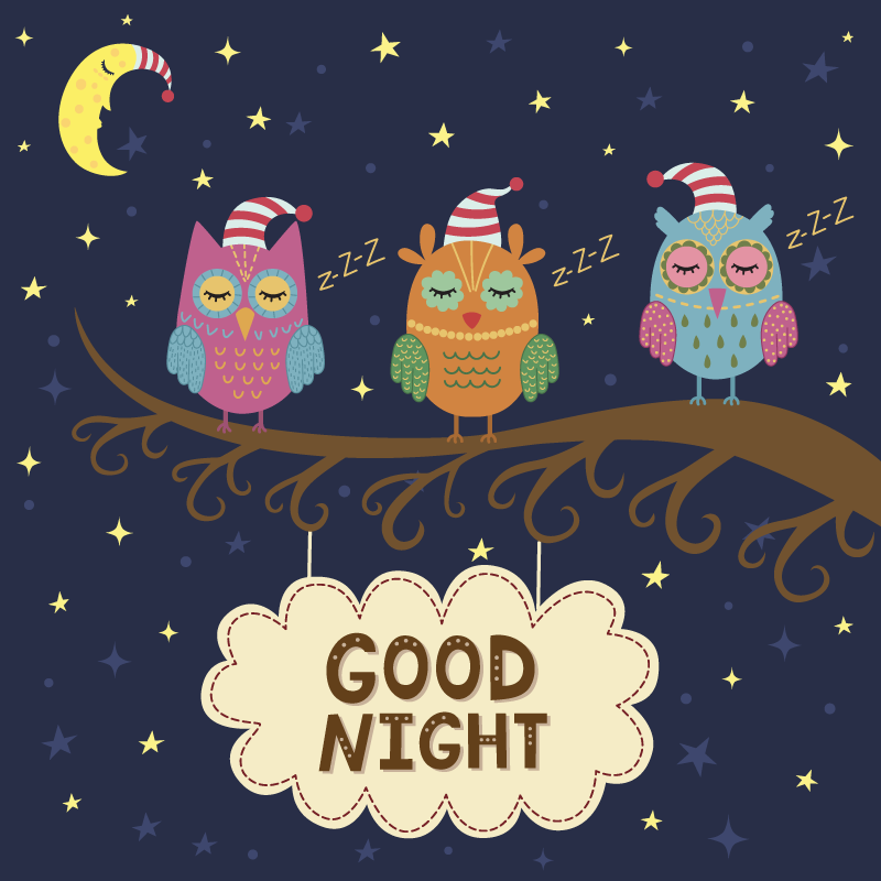 Mieguistų pelėdų trio gyvūnų vinilo kilimėlis - „Tenstickers“