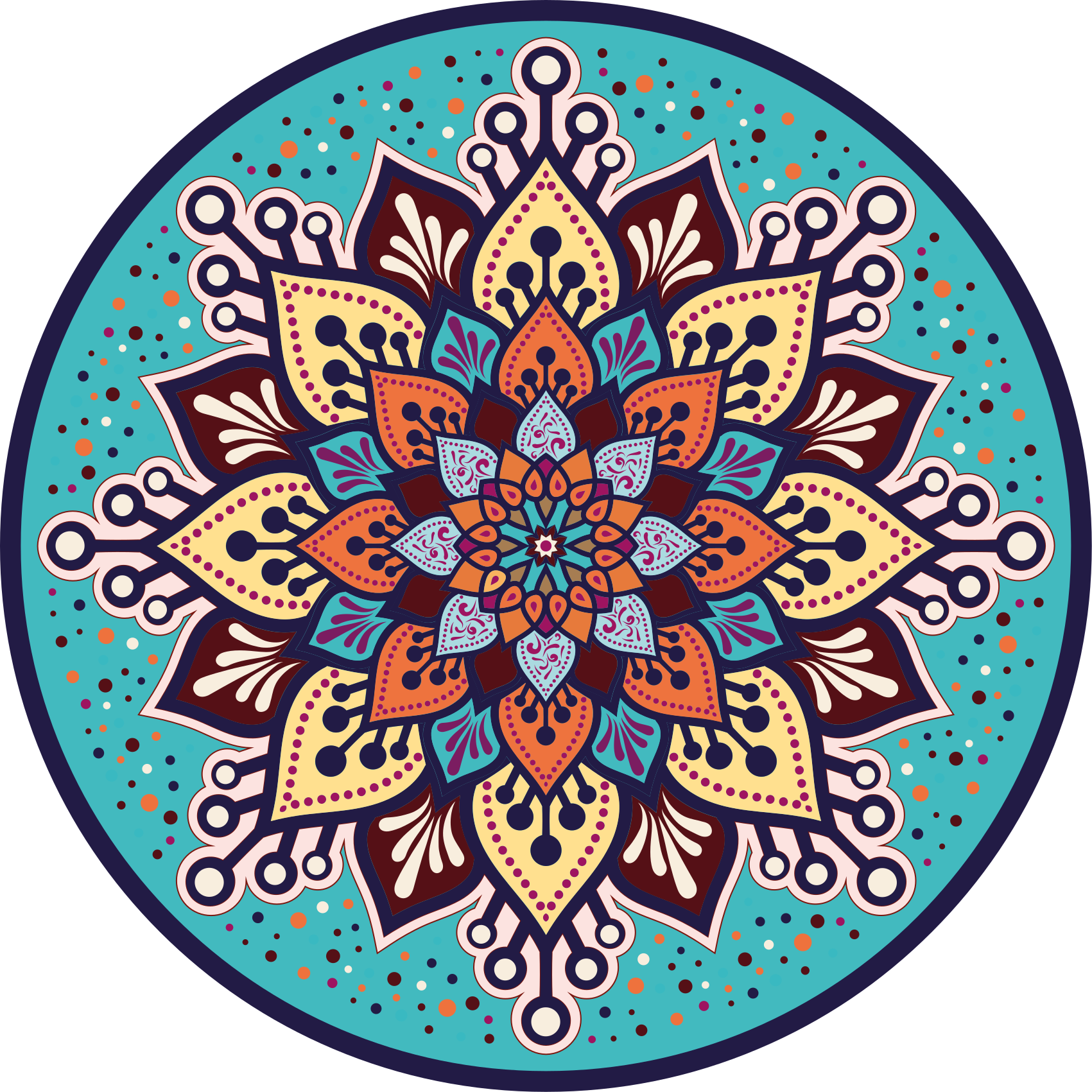 Spalvotas apskritas menas mandala kilimėlis - „Tenstickers“