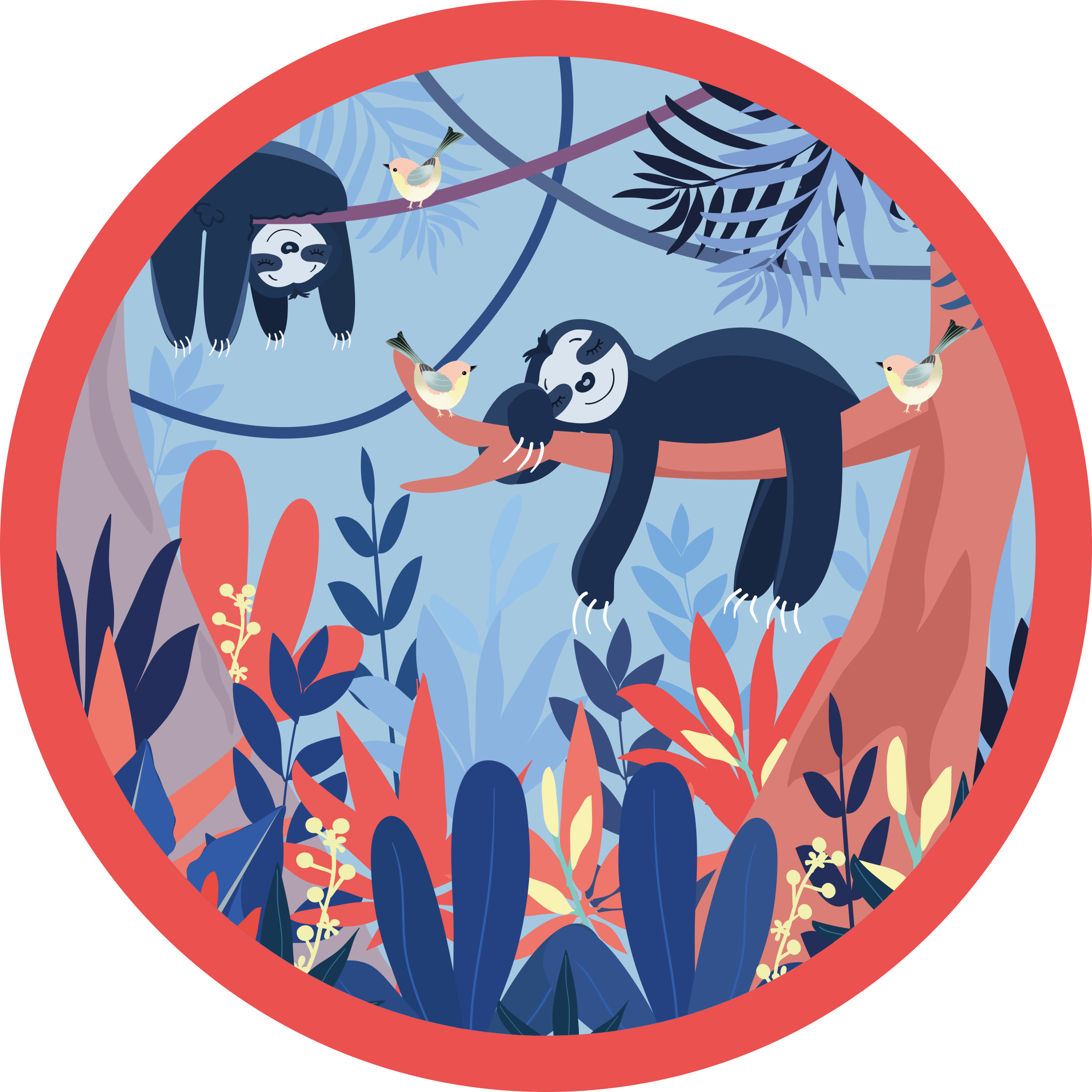 Tinginių džiunglių scena gyvūnų spaudos vinilo kilimėlis - „Tenstickers“